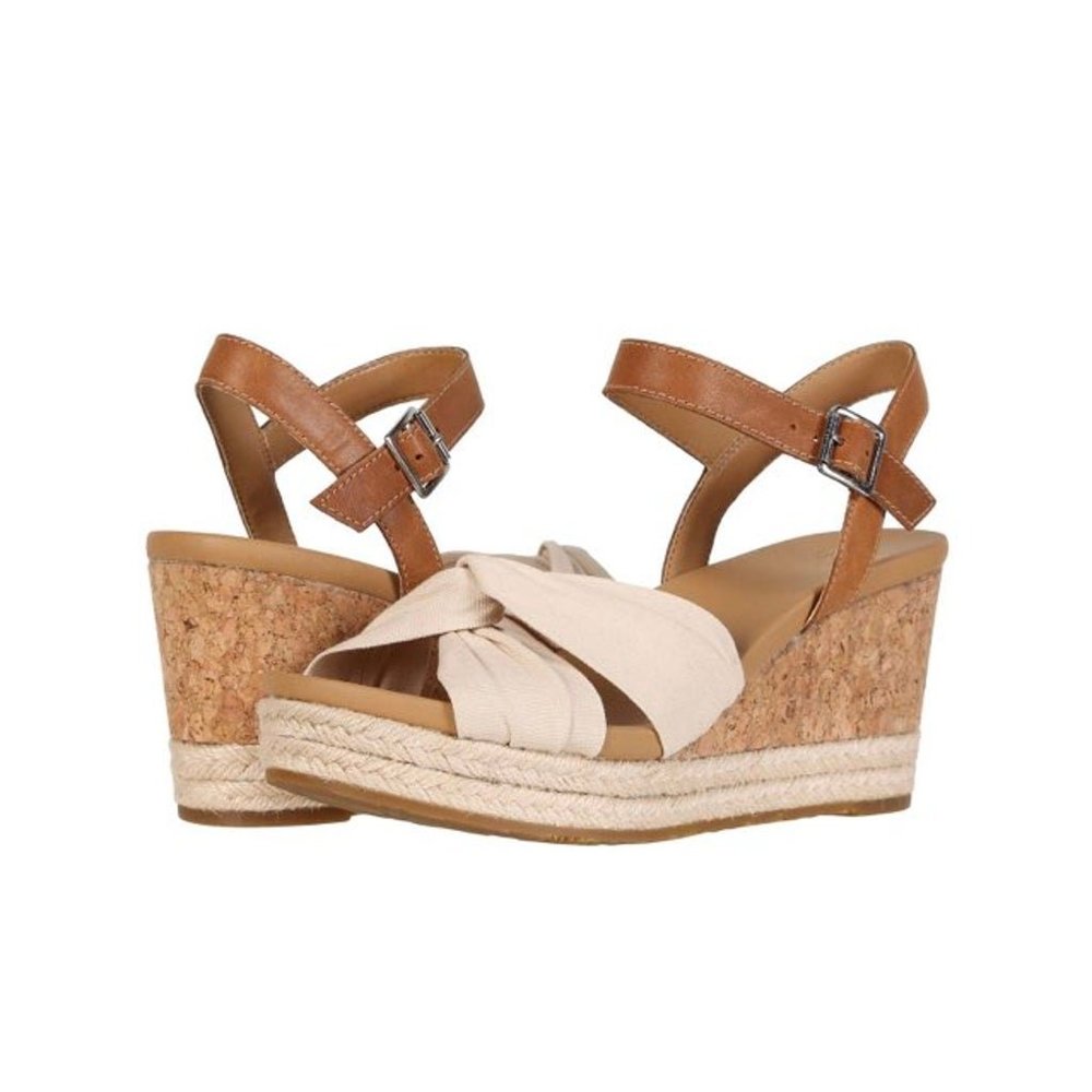 UGG Australia Wedge Wicker Wooden Canvas High Heels 8